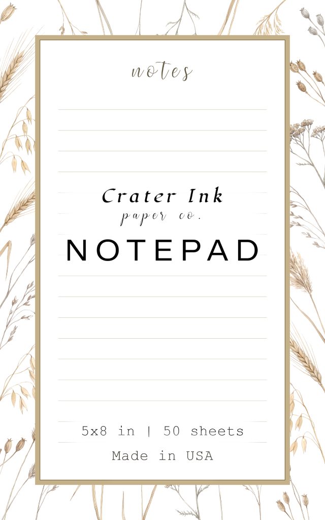 Wheat Notepad — Delicate Watercolor Dried Grass Border