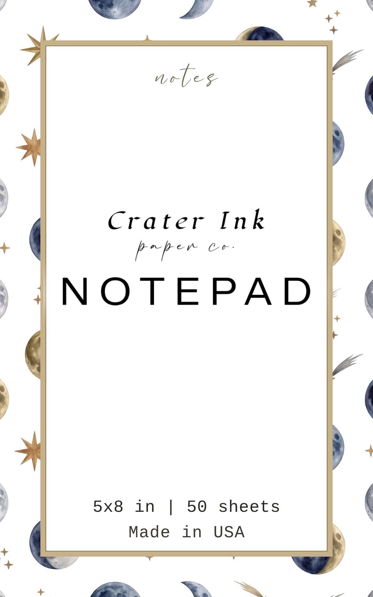 Moon Phase Notepad — Ditsy Watercolor Celestial Print
