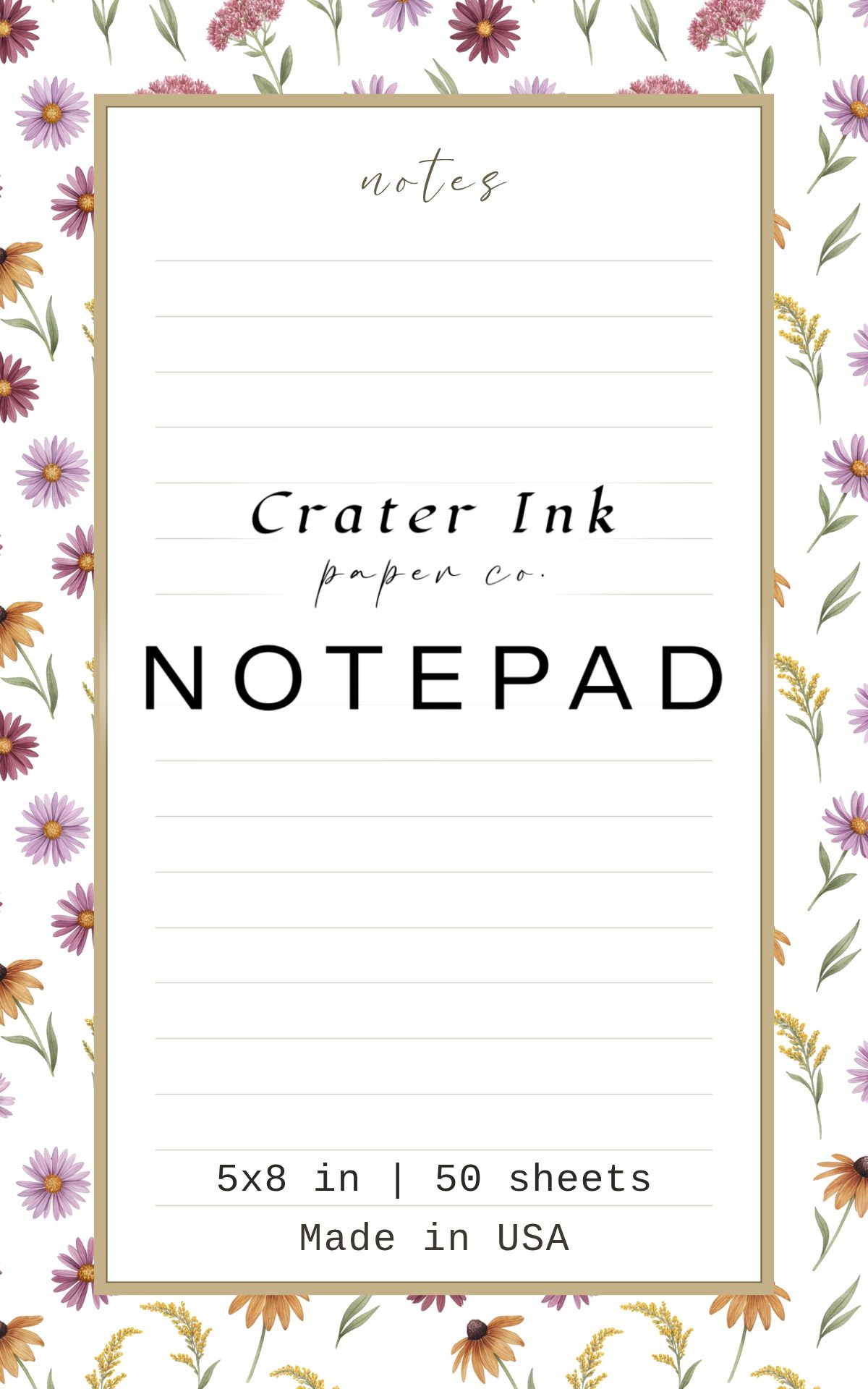 Aster Notepad — Ditsy Watercolor Autumn Flowers