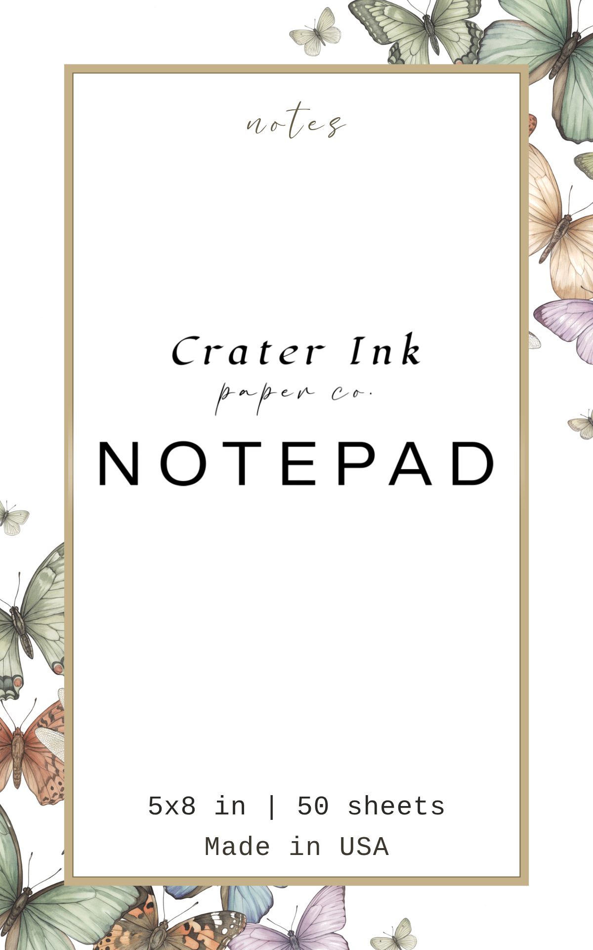 Butterfly Notepad — Garden Butterflies Watercolor