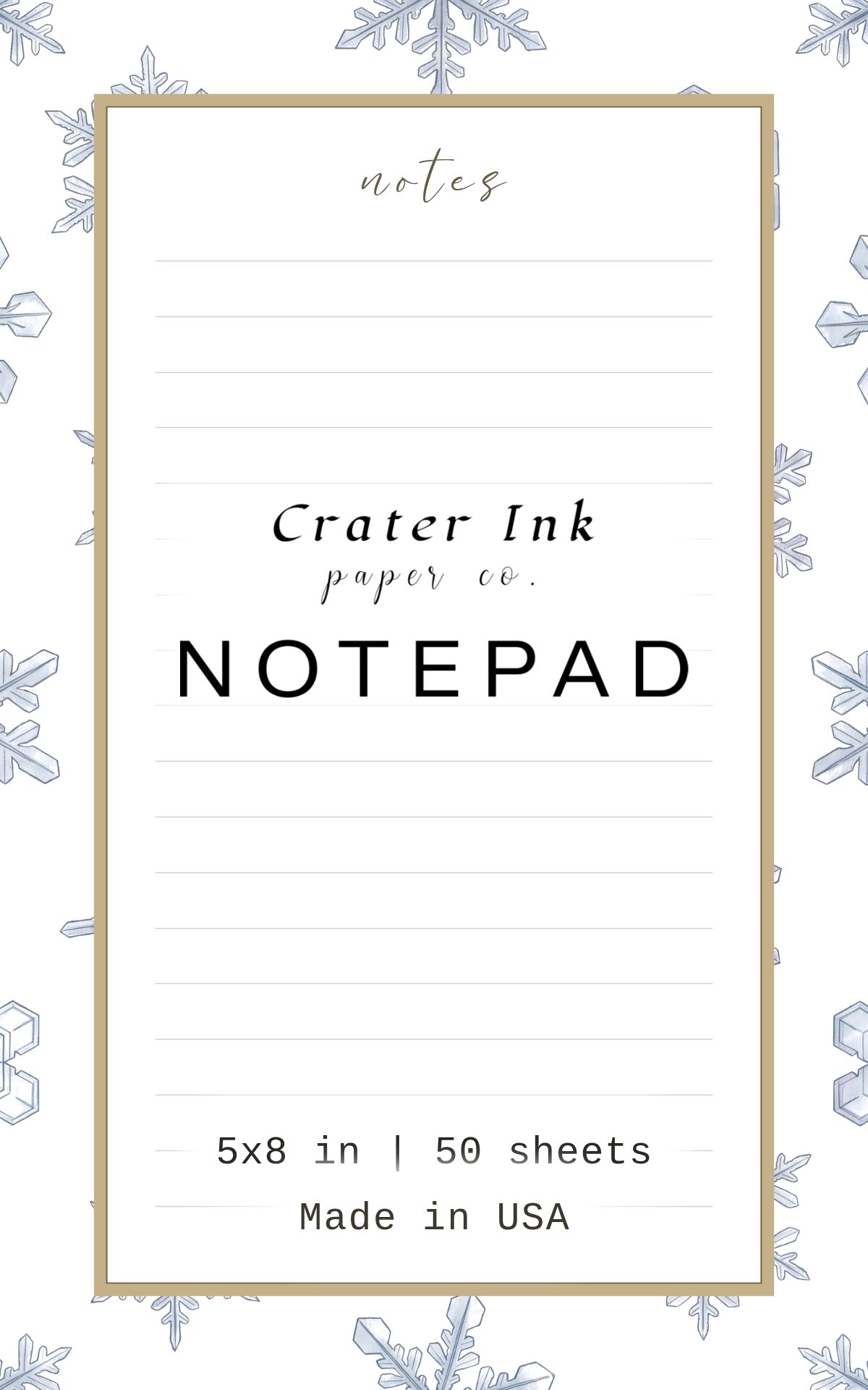 Snowflake Notepad — Ditsy Watercolor Snow Crystal Print