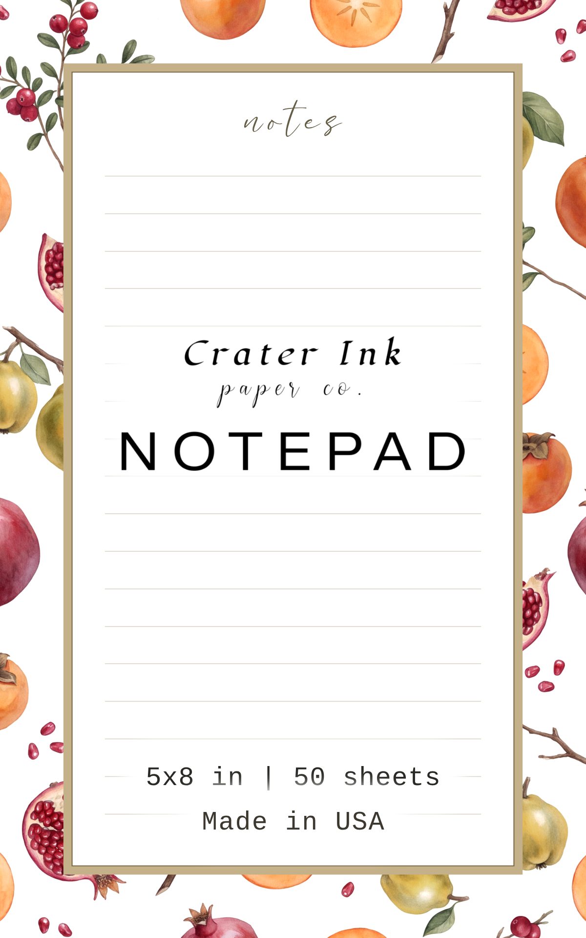 Cranberry Notepad — Ditsy Watercolor Winter Fruit Print
