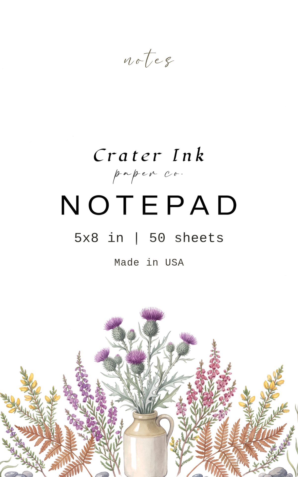 Highland Thistle Notepad — Watercolor Moorland Study