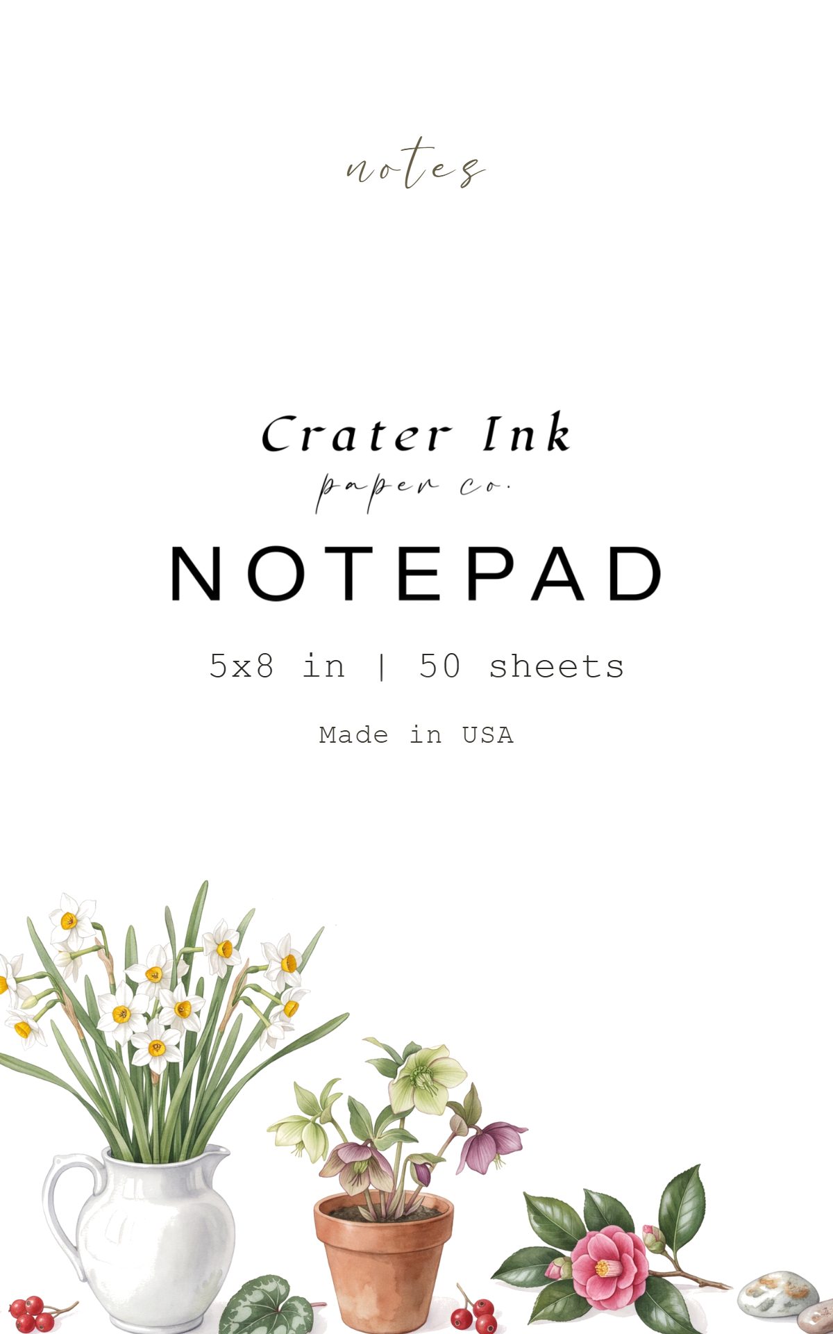 Paperwhite Notepad — Watercolor Winter Flower Study