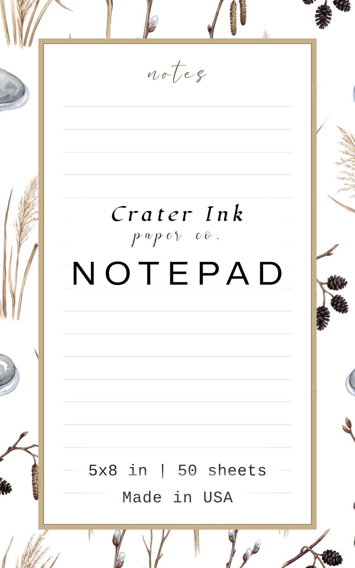 Cattail Notepad — Ditsy Watercolor Winter Lake Print