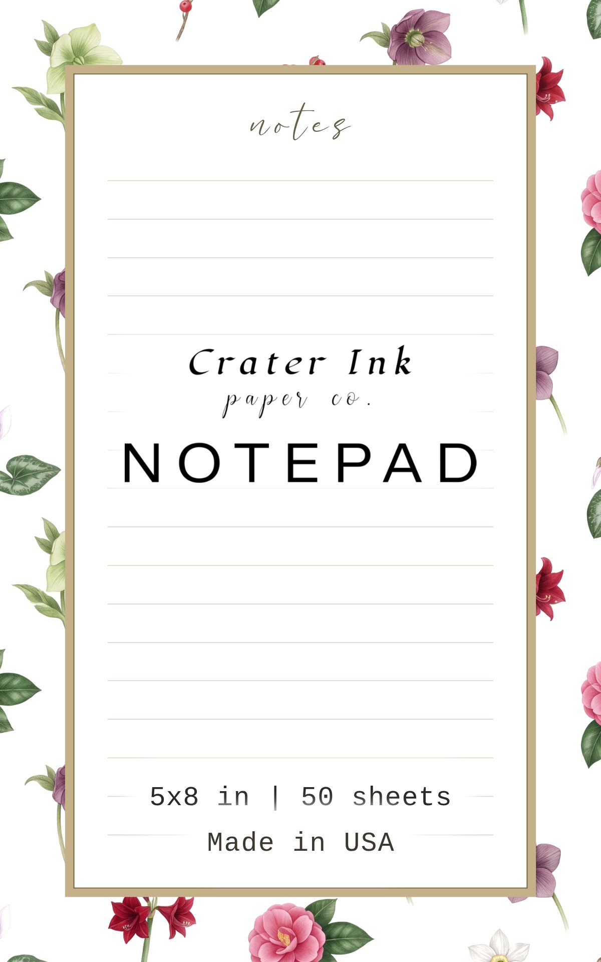Winter Flowers Notepad — Ditsy Watercolor Hellebore Print