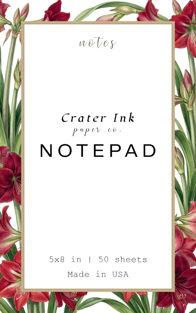 Amaryllis Notepad — Watercolor Winter Flower Border