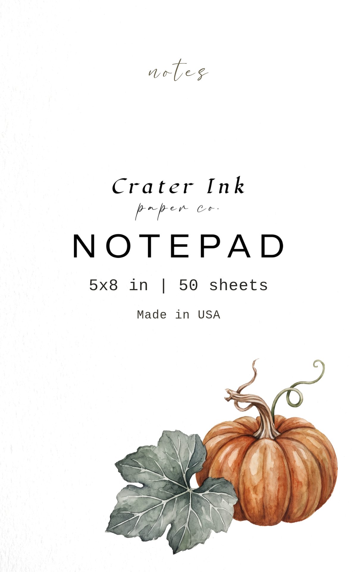 Pumpkin Notepad — Minimal Autumn Watercolor Corner