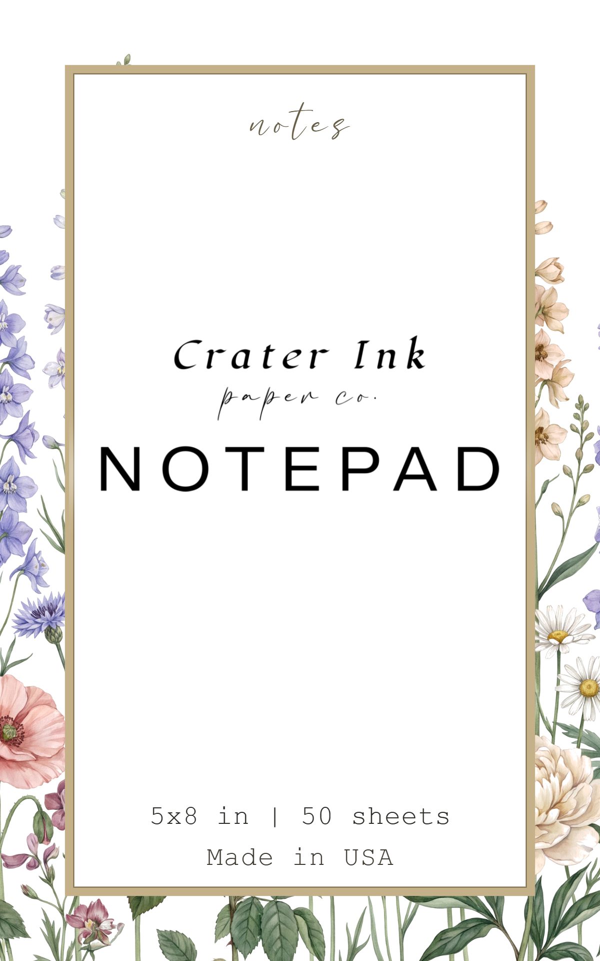 Larkspur Notepad — Cottage Garden Watercolor