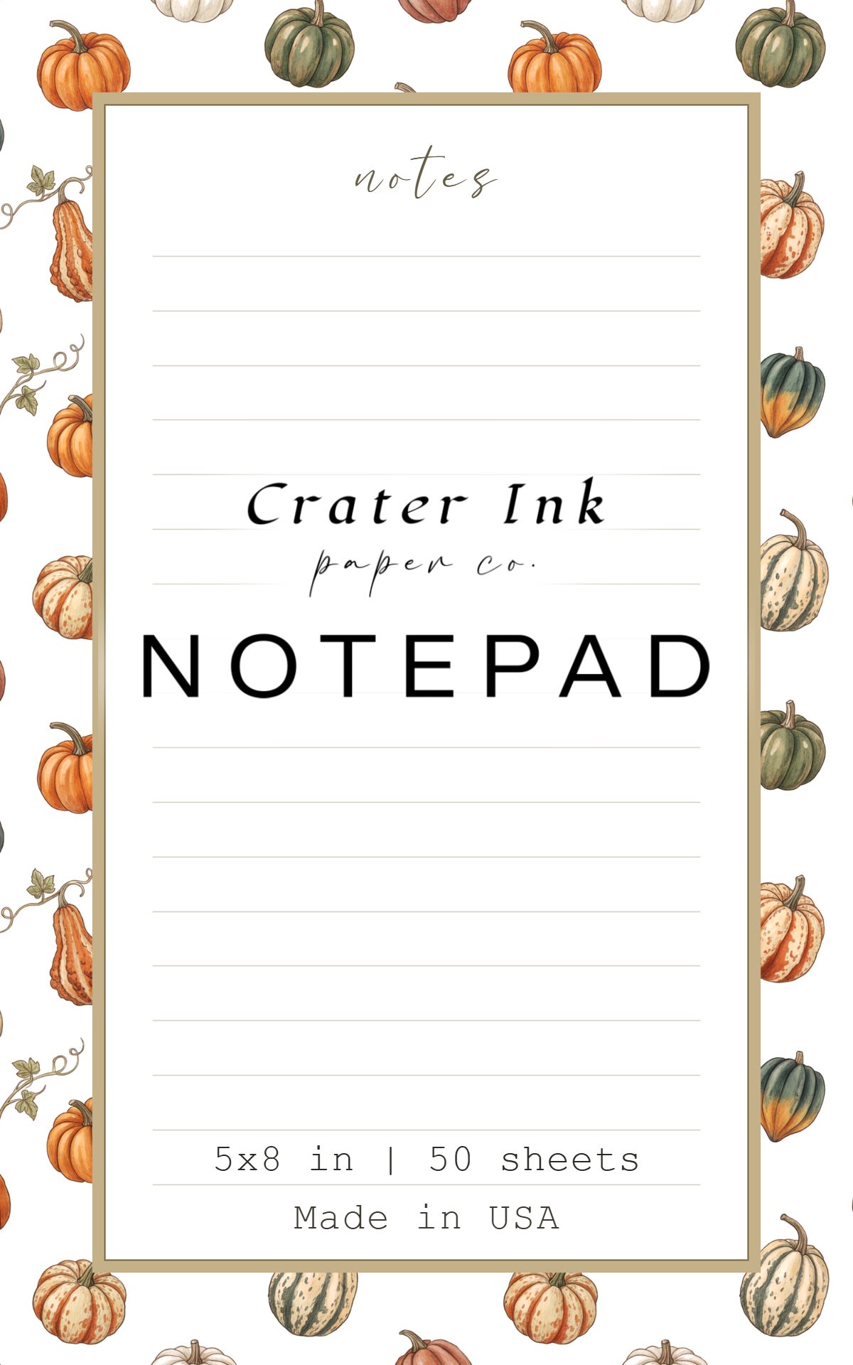 Pumpkin Notepad — Ditsy Watercolor Gourds