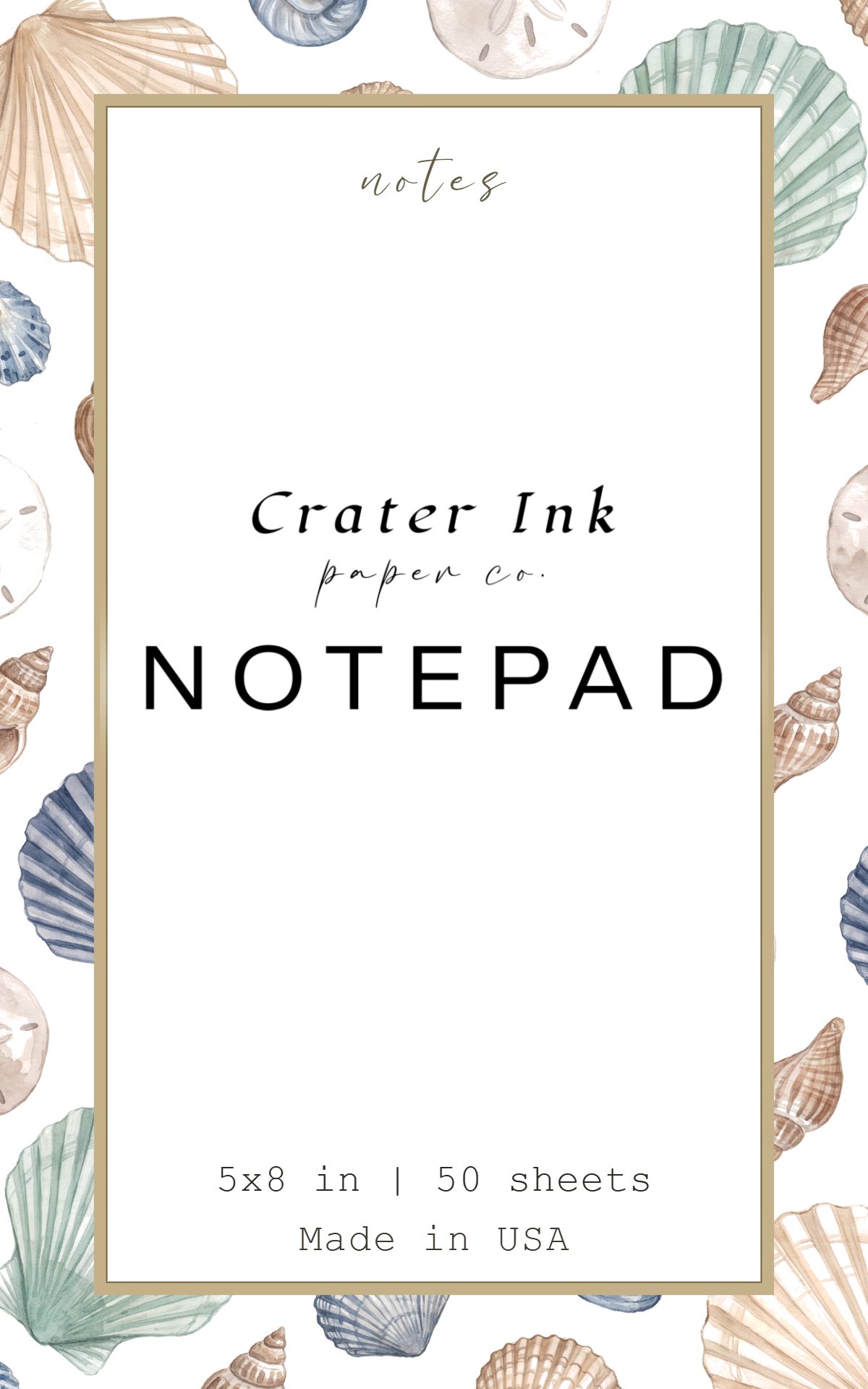 Seashell Notepad — Natural History Watercolor