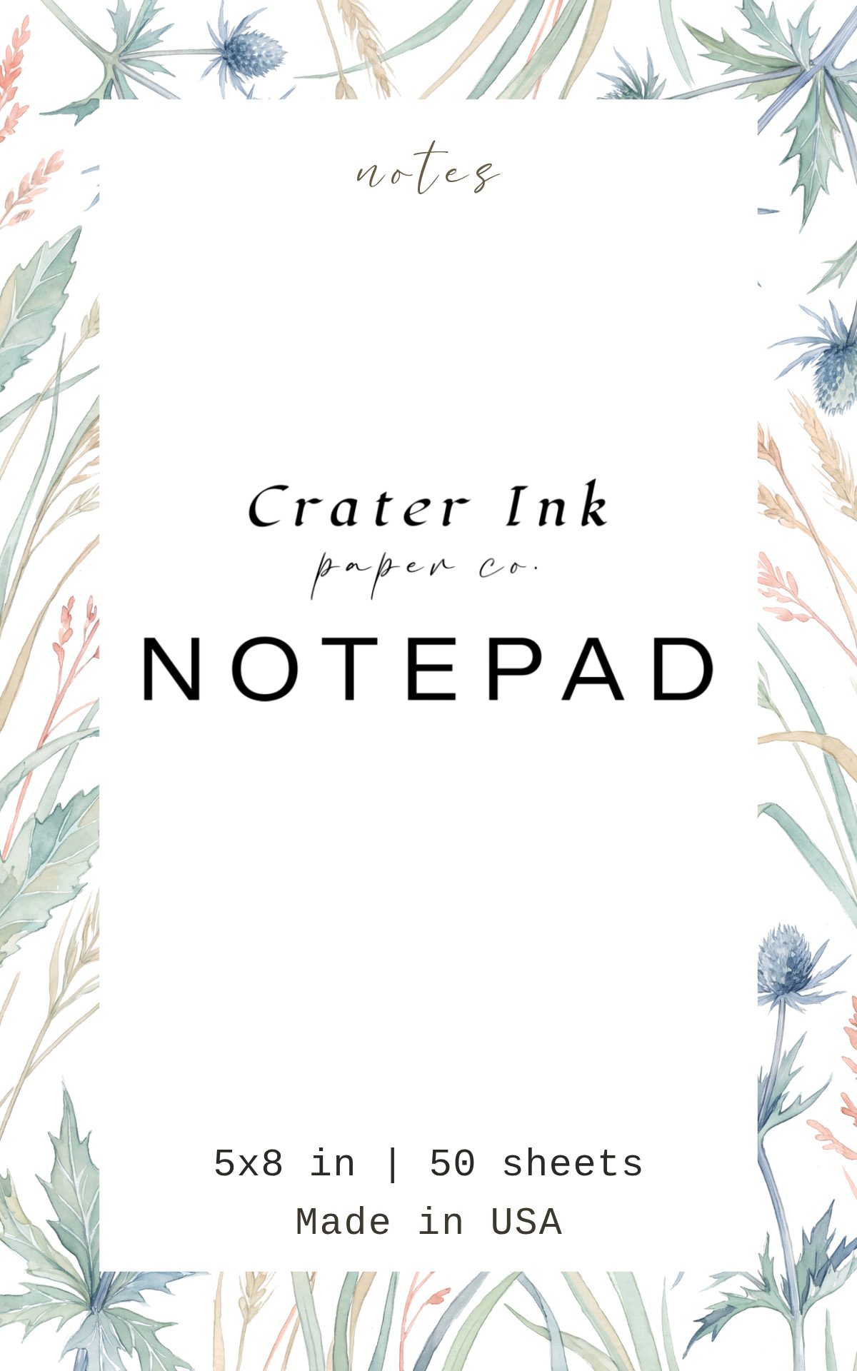 Sea Holly Notepad — Write-On Coastal Border