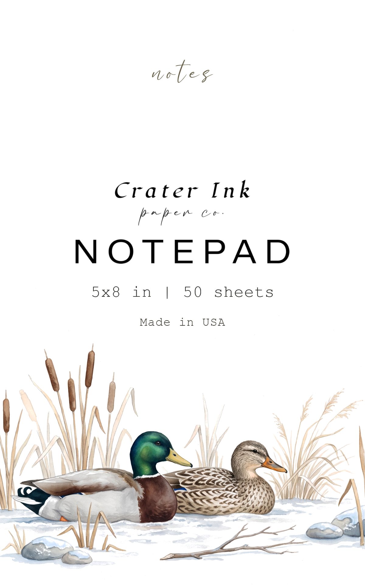 Mallard Notepad — Watercolor Winter Lake Study