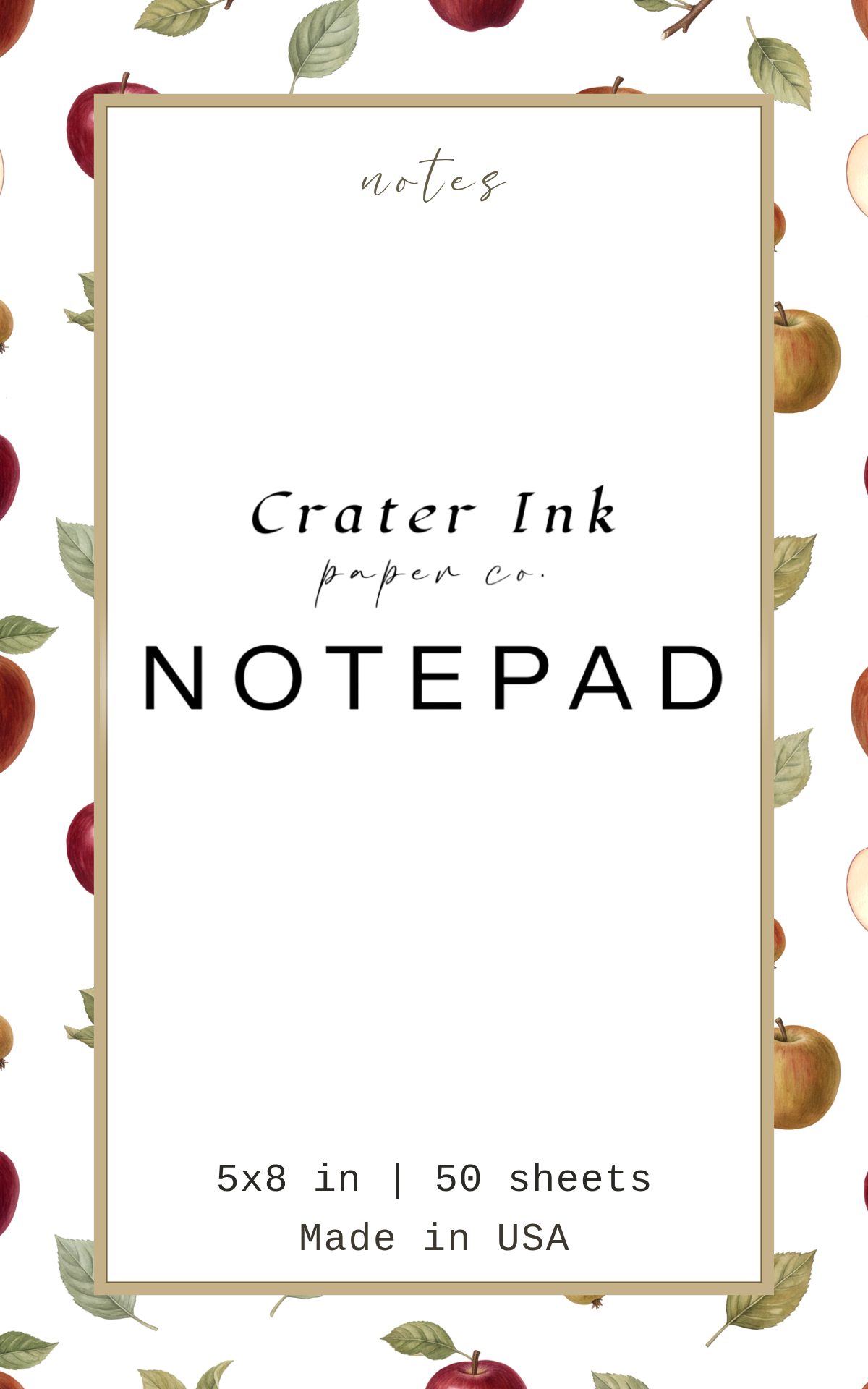 Apple Notepad — Ditsy Watercolor Orchard Apples