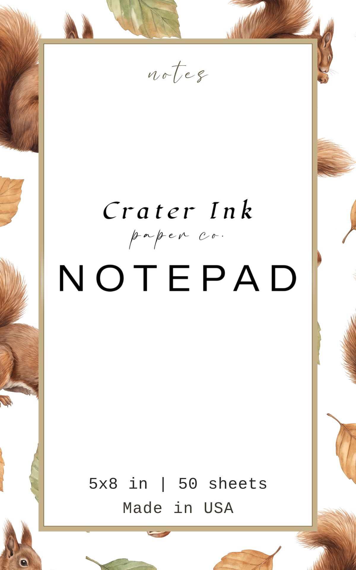 Red Squirrel Notepad — Watercolor Woodland Scatter