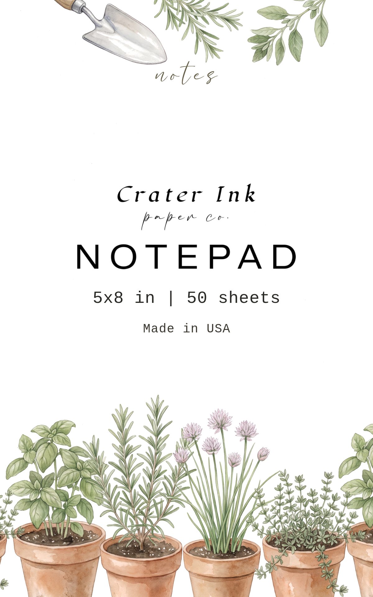 Terracotta Pots Notepad — Potting Bench Watercolor