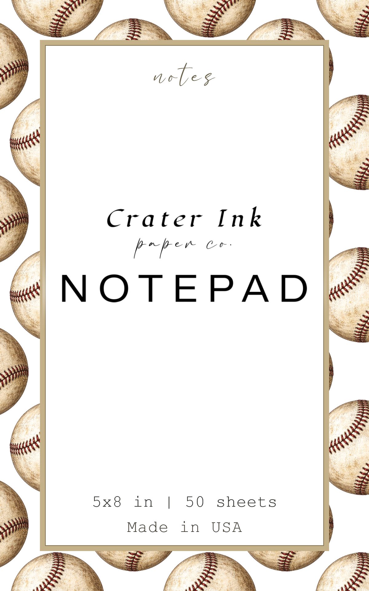 Baseball Notepad — Sports Pattern