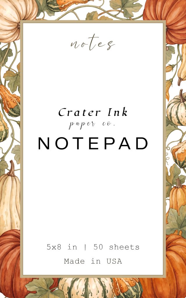 Pumpkin Notepad — Watercolor Harvest Border Design