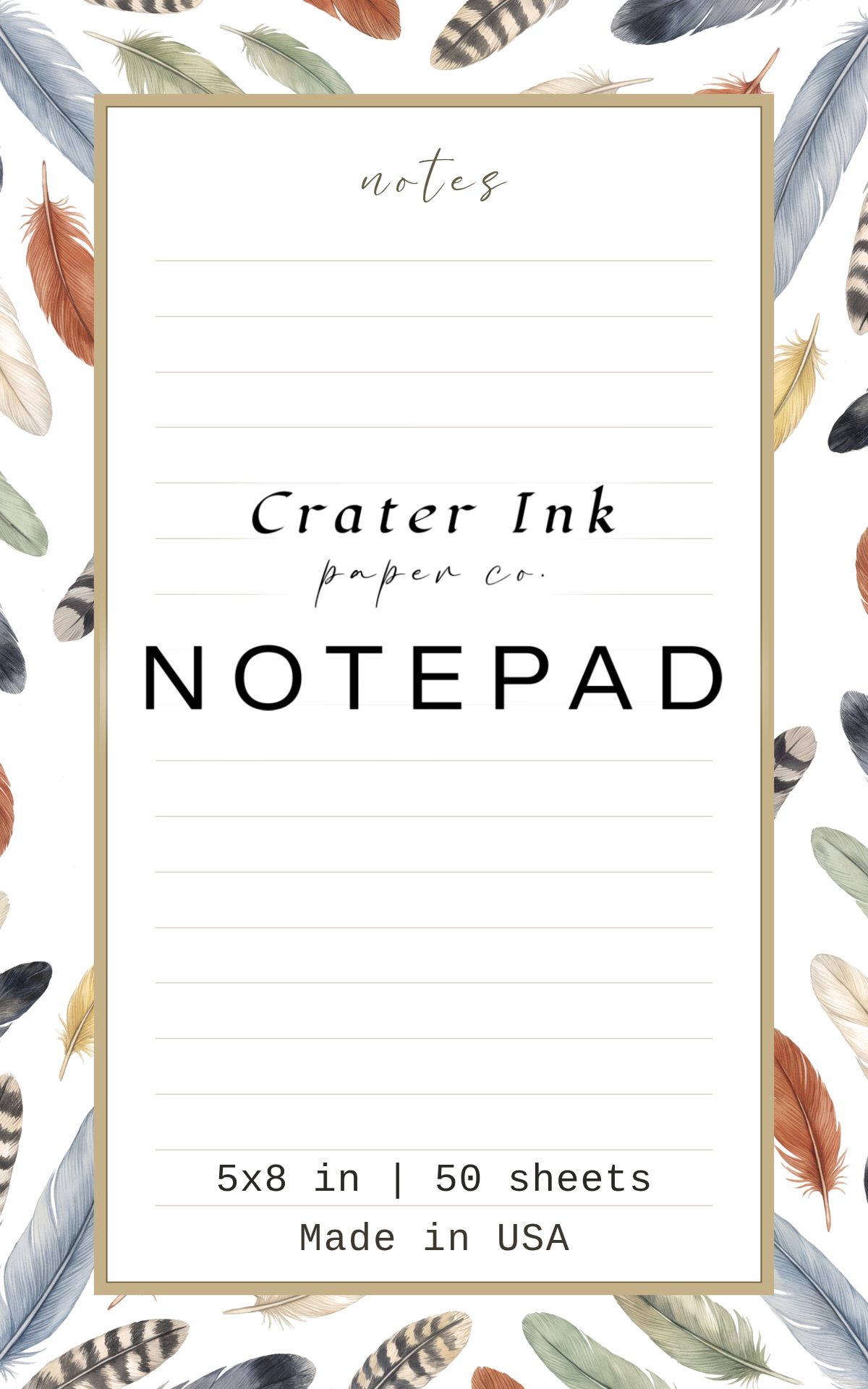 Feather Fall Notepad — Natural History Watercolor