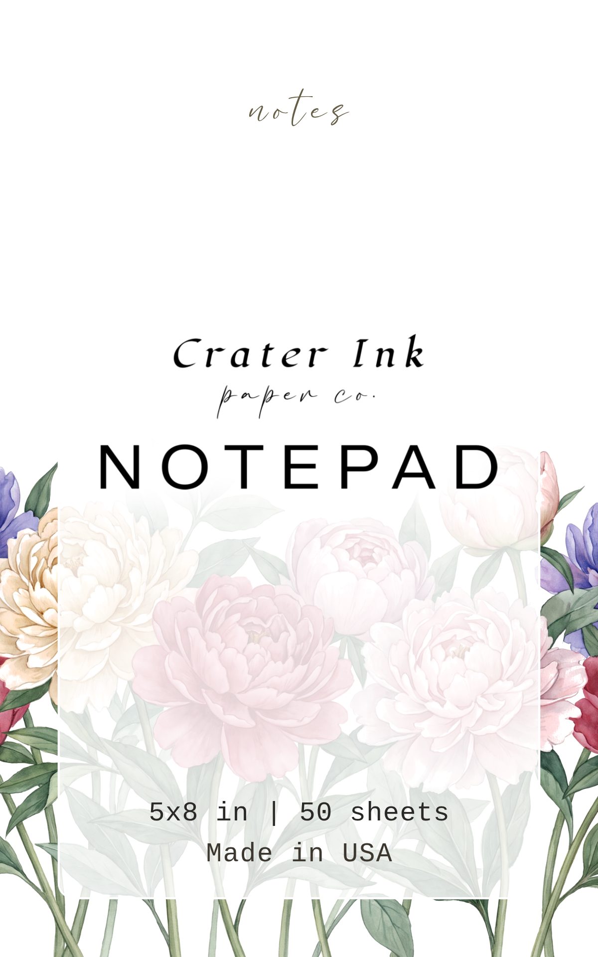 Peony Notepad — Gathered Blooms Watercolor