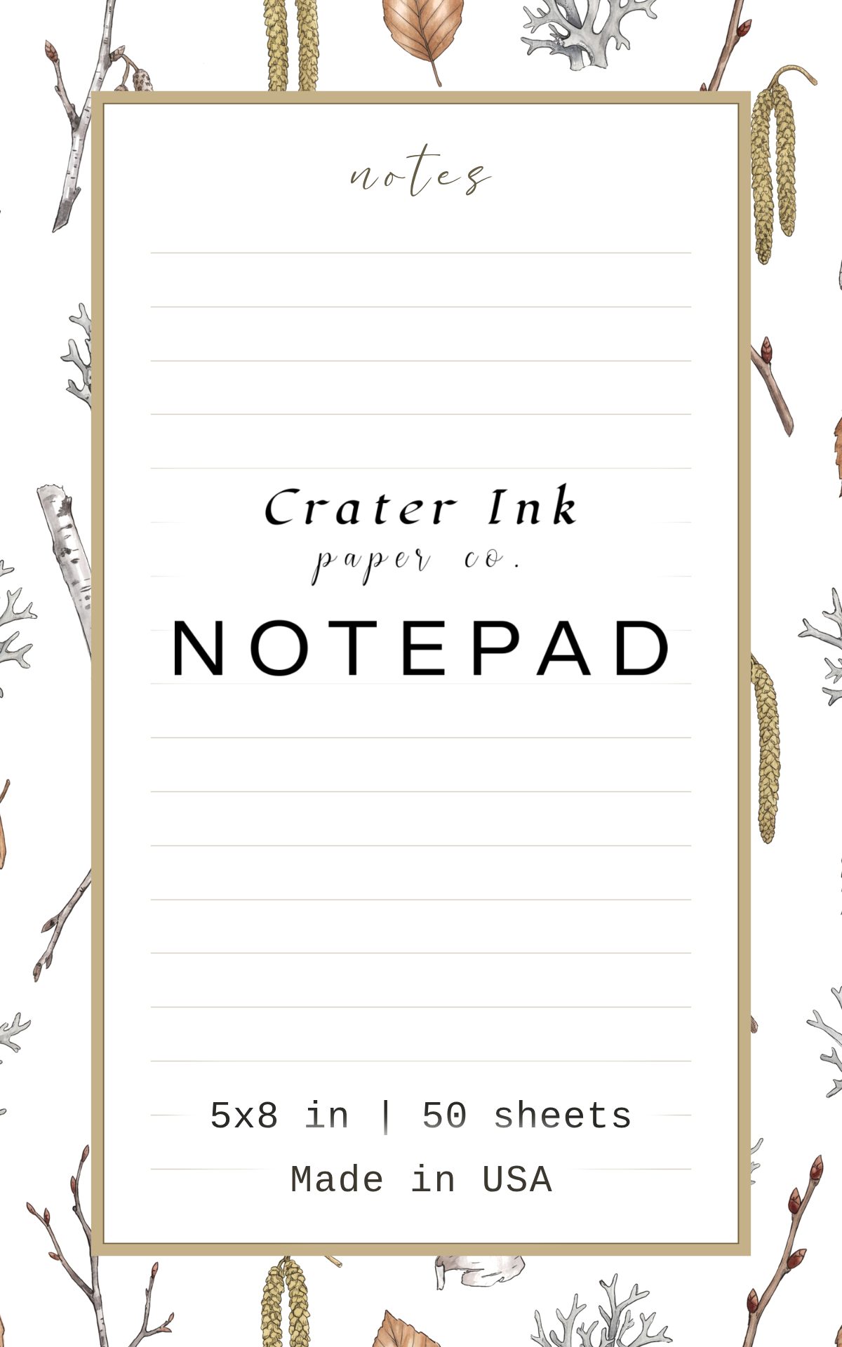 Birch Notepad — Ditsy Watercolor Winter Woodland Print