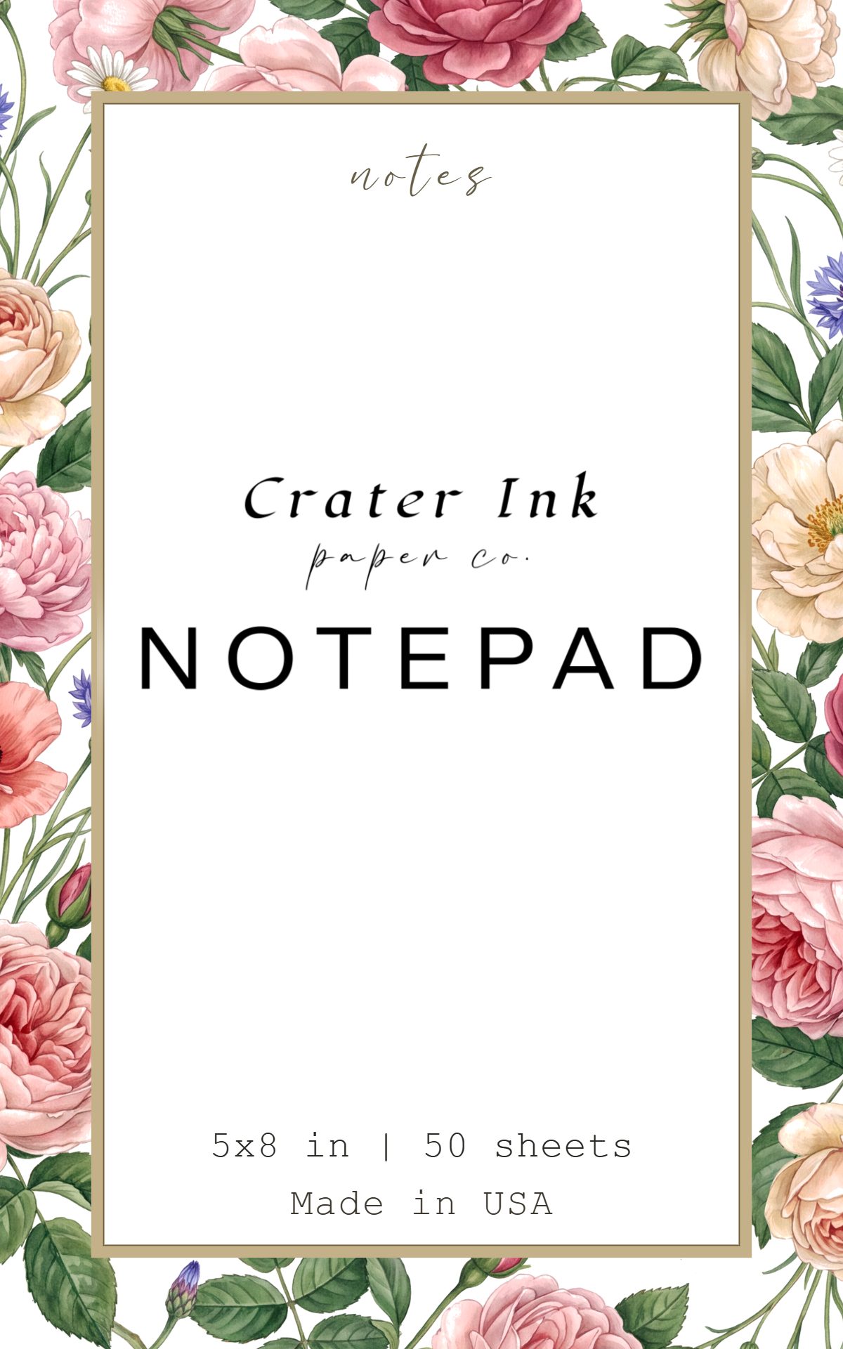 Rose Arbor Notepad — Climbing Roses Watercolor